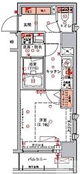 ハーモニーレジデンス日本橋イースト 1Kの間取図画像