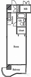萬ビル ワンルームの間取図画像