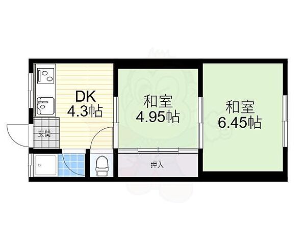 山本ハイツ ｜大阪府吹田市岸部北１丁目(賃貸アパート2DK・2階・30.00㎡)の写真 その2