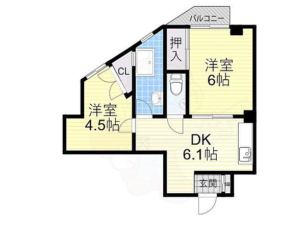 足立ビル ｜大阪府吹田市垂水町１丁目(賃貸マンション2DK・4階・40.00㎡)の写真 その2