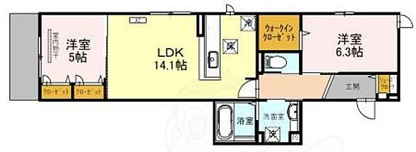 Maison de le Ciel ｜大阪府池田市石橋１丁目(賃貸アパート2LDK・1階・61.94㎡)の写真 その2