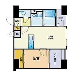 エンクレスト博多駅南セレス 1LDKの間取図画像