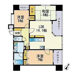 エイルマンション博多駅東コンフォート 3LDKの間取図画像