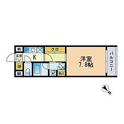 ラハイナ博多 1Kの間取図画像