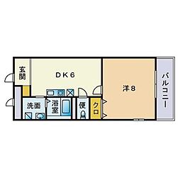 アンプルールベトン筑紫通り 1DKの間取図画像