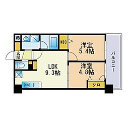コンダクト福岡東 2LDKの間取図画像