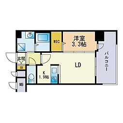 エンクレスト博多駅東2 1DKの間取図画像