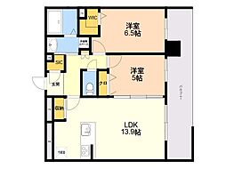 S-RESIDENCE博多駅東awesome 2LDKの間取図画像