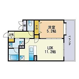 クリムゾン博多2 1LDKの間取図画像