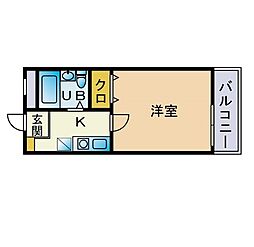 オーチャード那珂 1Kの間取図画像