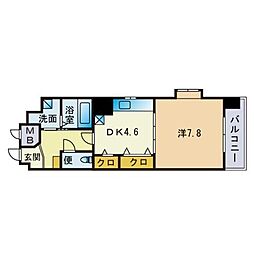 コンフォート博多 1DKの間取図画像