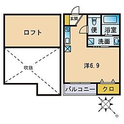 プレシャスソルーナ博多駅南 ワンルームの間取図画像