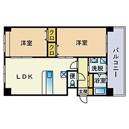 サンヴィクトワール 2LDKの間取図画像