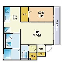 D-room豊 1LDKの間取図画像