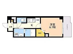 Pisces東比恵 1Kの間取図画像