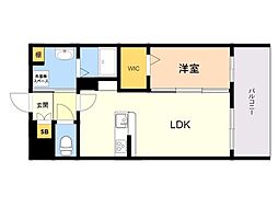 LIBTH竹下 1LDKの間取図画像