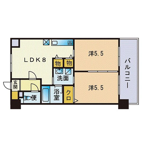 コンダクト福岡東 813｜福岡県福岡市博多区豊２丁目(賃貸マンション2LDK・8階・42.45㎡)の写真 その2