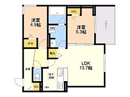 GrandValley博多 2LDKの間取図画像