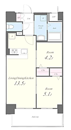 ＡＬＵＮＡ箱崎 9階2LDKの間取り