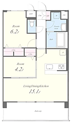 ALUNA箱崎 2LDKの間取図画像