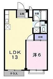 エレガンス福間 1LDKの間取図画像
