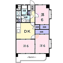 ボナール福間 3DKの間取図画像