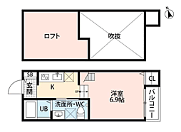 モモ・メゾン ワンルームの間取図画像