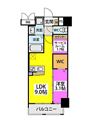 ラフィーネ箱崎駅前 1SLDKの間取図画像