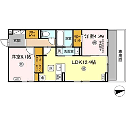 ブラン新宮中央 2LDKの間取図画像