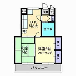 エバーライフ筥松第2 2DKの間取図画像