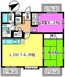 カンフォーロ藤木 2LDKの間取図画像
