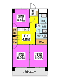 和白宮前ビル 3DKの間取図画像