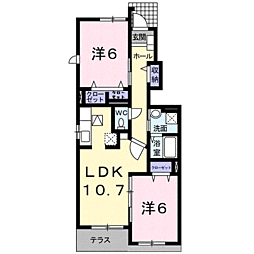 ヒルズ宮司3 2LDKの間取図画像