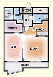 パークサイドスクエア 1LDKの間取図画像