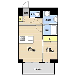 (仮称)KL箱崎1丁目 1LDKの間取図画像
