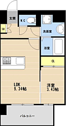 (仮称)KL箱崎1丁目 1LDKの間取図画像
