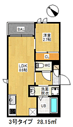 レガリストアヤ香椎 1LDKの間取図画像