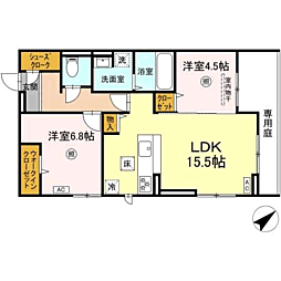 プラーナ 2LDKの間取図画像