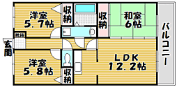 千鳥エクセルシオ 3LDKの間取図画像
