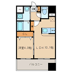 ランドマーク和白 1LDKの間取図画像