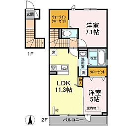 D-roomあけぼの 2LDKの間取図画像