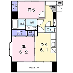 オーレオール 2DKの間取図画像
