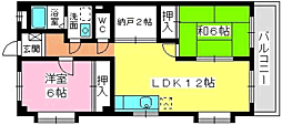 サンヒルズ千早 2LDKの間取図画像