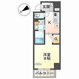 セラヴィ箱崎 1Kの間取図画像