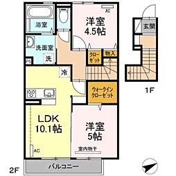 D-room唐原B 2LDKの間取図画像