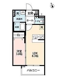 robot home箱崎宮前 1LDKの間取図画像