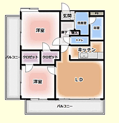 パークサイドスクエア 2LDKの間取図画像