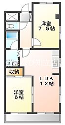 ファミールＭ 2階2LDKの間取り