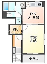 Ｌ’ａｎｇｅ　ｖｅｒｔ(ランジュ・ヴェール) 103 1階1DKの間取り