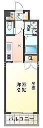 グランデュ桜 1Kの間取図画像